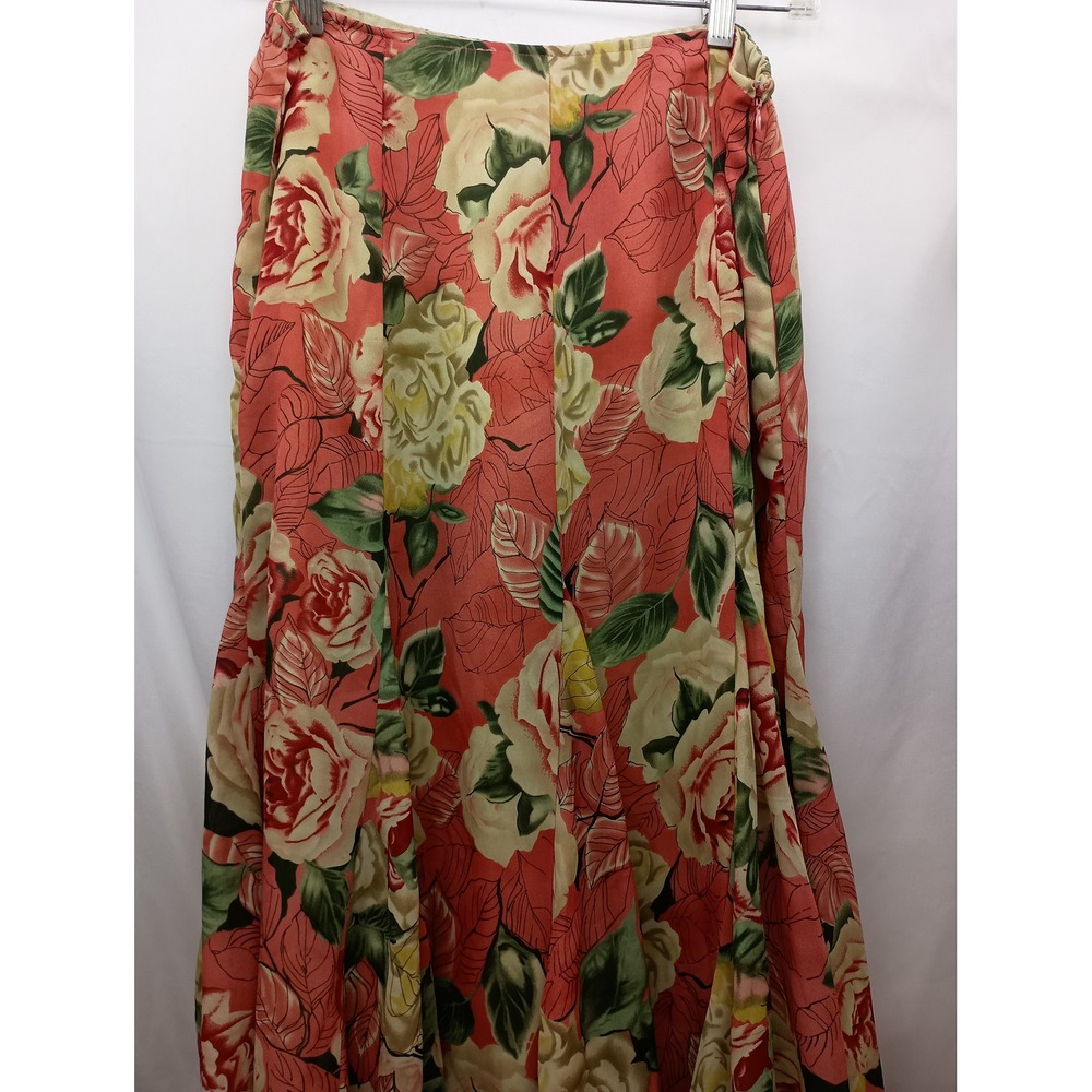 coldwater creek pink white rose floral long maxi skirt S girlhoodcore feminine